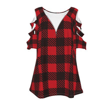 Load image into Gallery viewer, 1717 Isabella Saks Branded Women&#39;s Plaid Casual Top with Petal Short Sleeve