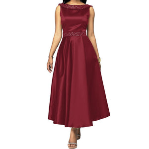 1378 Women's Vintage Style Elegant Sleeveless O-neck Evening Dress
