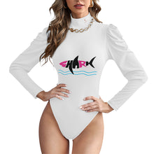 Load image into Gallery viewer, 1667 Isabella Saks Branded Shark turtleneck bodysuit with puff sleeve
