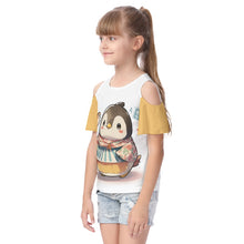 Load image into Gallery viewer, 1696 Isabella Saks Branded Kid&#39;s Cold Shoulder T-shirt With Ruffle Sleeves
