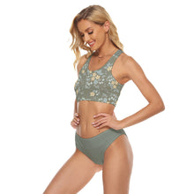 Load image into Gallery viewer, Isabella Saks green floral bandage two-piece swimsuit