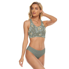 Load image into Gallery viewer, 1685 Isabella Saks branded green floral bandage two-piece swimsuit