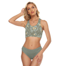 Load image into Gallery viewer, 1685 Isabella Saks branded green floral bandage two-piece swimsuit