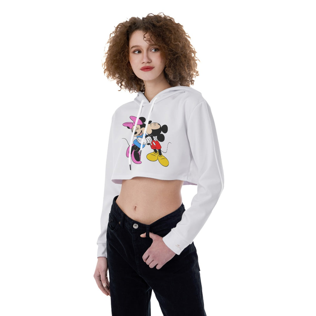 1688 Isabella Saks branded Mickey & Minnie mouse crop top hoodie