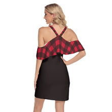 Load image into Gallery viewer, Isabell Saks Branded Women&#39;s Plaid Cold Shoulder Cami Dress With Ruffle