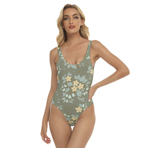 1678 Isabella Saks branded green floral print one-piece Swimsuit