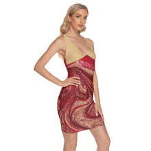 Load image into Gallery viewer, 1668 Isabella Saks Branded abstract halter cami backless skinny dress