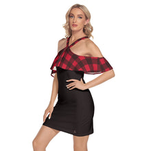 Load image into Gallery viewer, Isabell Saks Branded Women&#39;s Plaid Cold Shoulder Cami Dress With Ruffle
