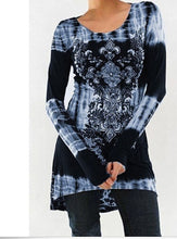 Load image into Gallery viewer, 545 Hey! Women&#39;s Fashion Long Sleeve O-neck Printing Slim High Waist Tie Dye Tops
