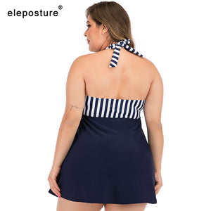 440 Eleposture Swimwear One Piece Women's Skirt Vintage Retro Style Swimsuit Plus