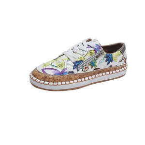 1368 Women's Vulcanized Lace-up Flat Floral Print Sneakers Shoes Plus