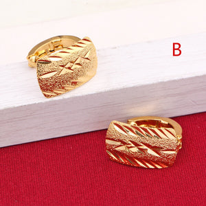 804 Mrs Win Gold Color Copper Cut African Style Fashion Hoop Huggie Earrings