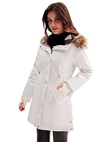 GRACE KARIN Womens Thick Hooded Parkas Coats Windproof Waterproof Faux Fur Fleece Line Down Jackets with Pockets