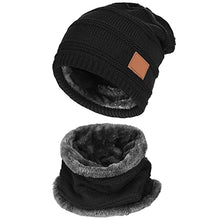 Load image into Gallery viewer, Winter Hat Scarf Gloves Sets - Soft Knitted Neck Warmer Fleece Liner Warm Beanie Cap Touchscreen Gloves for Men Women