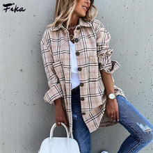 Load image into Gallery viewer, 1380 Oversize Women&#39;s Plaid Shirt Jacket