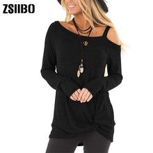 Load image into Gallery viewer, 1274 Zsibo Women&#39;s Cold Shoulder Long Sleeve Asymmetrical Knot Twist Tunic Top