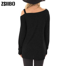 Load image into Gallery viewer, 1274 Zsibo Women&#39;s Cold Shoulder Long Sleeve Asymmetrical Knot Twist Tunic Top