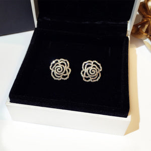 255 Bilincolor Luxury Flower CZ Silver Plated Copper Stud Earring For Women