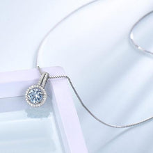 Load image into Gallery viewer, 1078 UMCHO Blue Topaz Gemstone Cz Accents Sterling Silver Halo Pendants Necklace