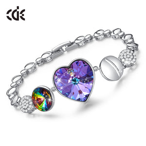 314 CDE Heart Embellished Crystals From Swarovski Rhodium Plated Brass Bracelets