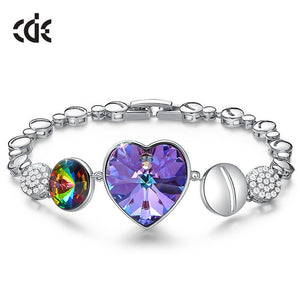 314 CDE Heart Embellished Crystals From Swarovski Rhodium Plated Brass Bracelets