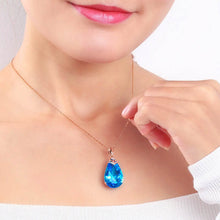 Load image into Gallery viewer, 318 Cella City Rose Gold Aquamarine Gemstone CZ Sterling Silver Pendant Necklace