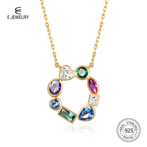 431 E 18K Gold Plated 925 Sterling Silver CZ Chain Necklace Pendants