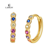 Load image into Gallery viewer, 432 E 18K Gold Plated 925 Sterling Silver Girl&#39;s CZ Huggies Hoops Earrings
