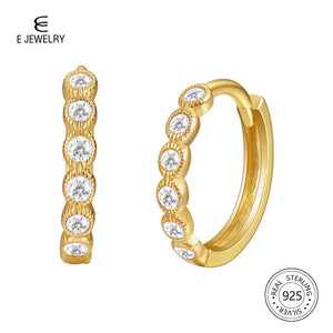 429 E 18K Gold Over 925 Sterling Silver Cubic Zirconia Huggie Hoop Earrings