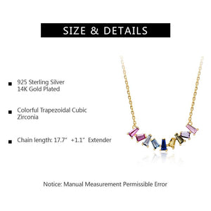 430 E 14K Plated Sterling Silver CZ Rainbow Pendant Necklaces Choker Valentine's Day