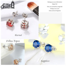 Load image into Gallery viewer, 435 Effie Queen 925 Sterling Silver Birthstone  AAA CZ 12 Color Stones Stud Earrings