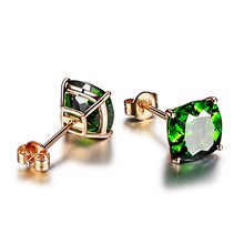 Load image into Gallery viewer, 570 Huisept Elegant Sterling Silver Square Crystal Emerald Gemstones Stud Earrings