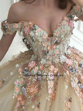 Load image into Gallery viewer, 1397 Women&#39;s Off Shoulder Sweetheart Floral Appliques Evening Gown