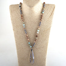 Load image into Gallery viewer, 919 Red Herring Tribal Semi-Precious Stone Beaded Knotted Long Pendant Necklaces