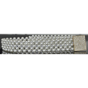 1068 Tudou Women's Created Diamond Pearls Belt
