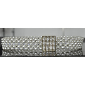 1068 Tudou Women's Created Diamond Pearls Belt