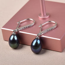 Load image into Gallery viewer, 466 FEIGE Fine Jewelry Water Drop Genuine Natural Freshwater Pearl Earrings CZ Accent