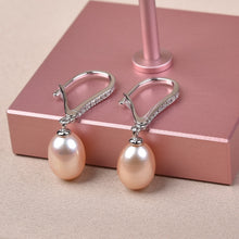 Load image into Gallery viewer, 466 FEIGE Fine Jewelry Water Drop Genuine Natural Freshwater Pearl Earrings CZ Accent