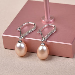466 FEIGE Fine Jewelry Water Drop Genuine Natural Freshwater Pearl Earrings CZ Accent