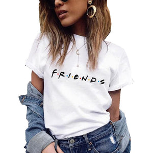 700 Lghxlxry Women's Friends Printing Short Sleeve Woven T-Shirt