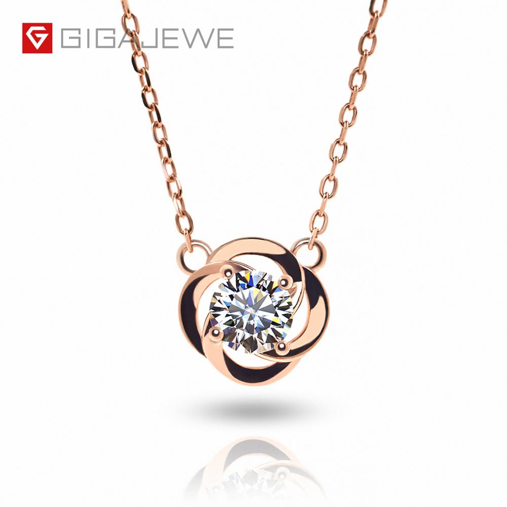 506 Gigajewe 18K Rose Gold Plated 925 Sterling Silver Moissanite Pendant Necklace