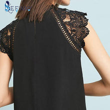 Load image into Gallery viewer, 436 EFINNY Women&#39;s Sleeveless Lace Patchwork Chiffon Blouse