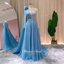 Load image into Gallery viewer, 739 Sharon Said Luxury Dubai Long Sleeve Elegant Floral Evening Dress W/Cape Plus