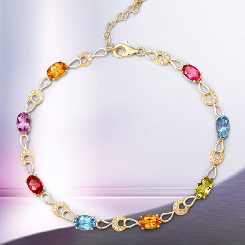 243 BELLA BOX Women's Sterling Silver Seven Colors Gemstone Multi Color Bracelet