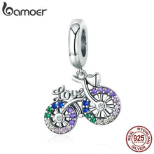 Load image into Gallery viewer, 211 BAMOER 925 Sterling Silver Crystal Bike Bicycle Shape Pendant Charms Pendant