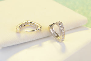 178 Anen JerryCute V Infinity Love Heart Earrings 925 Sterling Silver Hoop Earrings