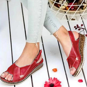 670 KUIDFAR Women's Slip On Cork Leather Gladiator Sandals