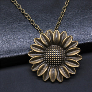 189 Antique Style Silver Color Flower Sunflower Lotus Rose Pendant Necklace