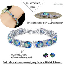 Load image into Gallery viewer, 237 BEAQueen Trendy Sterling Silver Jewelry Big Oval Cut Blue Cubic Zirconia Bracelets