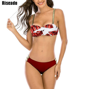 932 Riseado Push-up Shiny Ruched Brazilian 2 Piece Bikini Swimwear